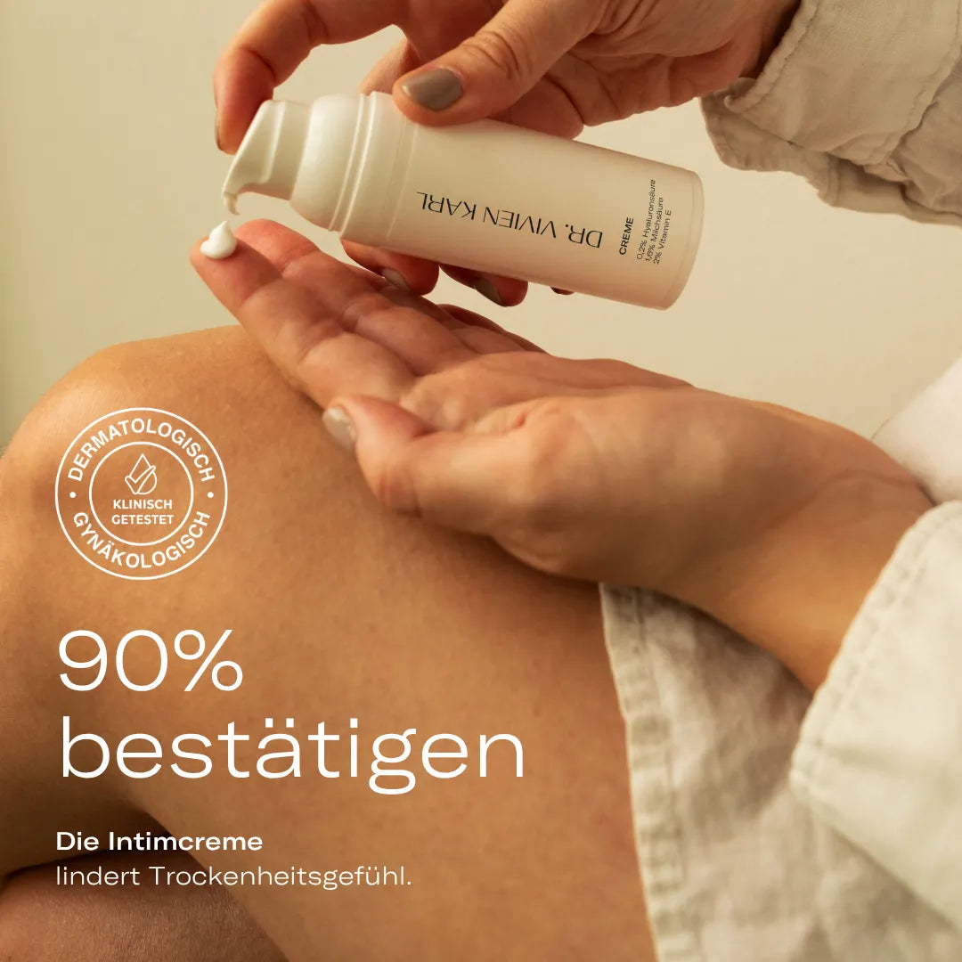Anwendung der Intimcreme in drei Schritten